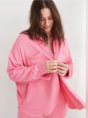Aerie Pink Button Down Sweater